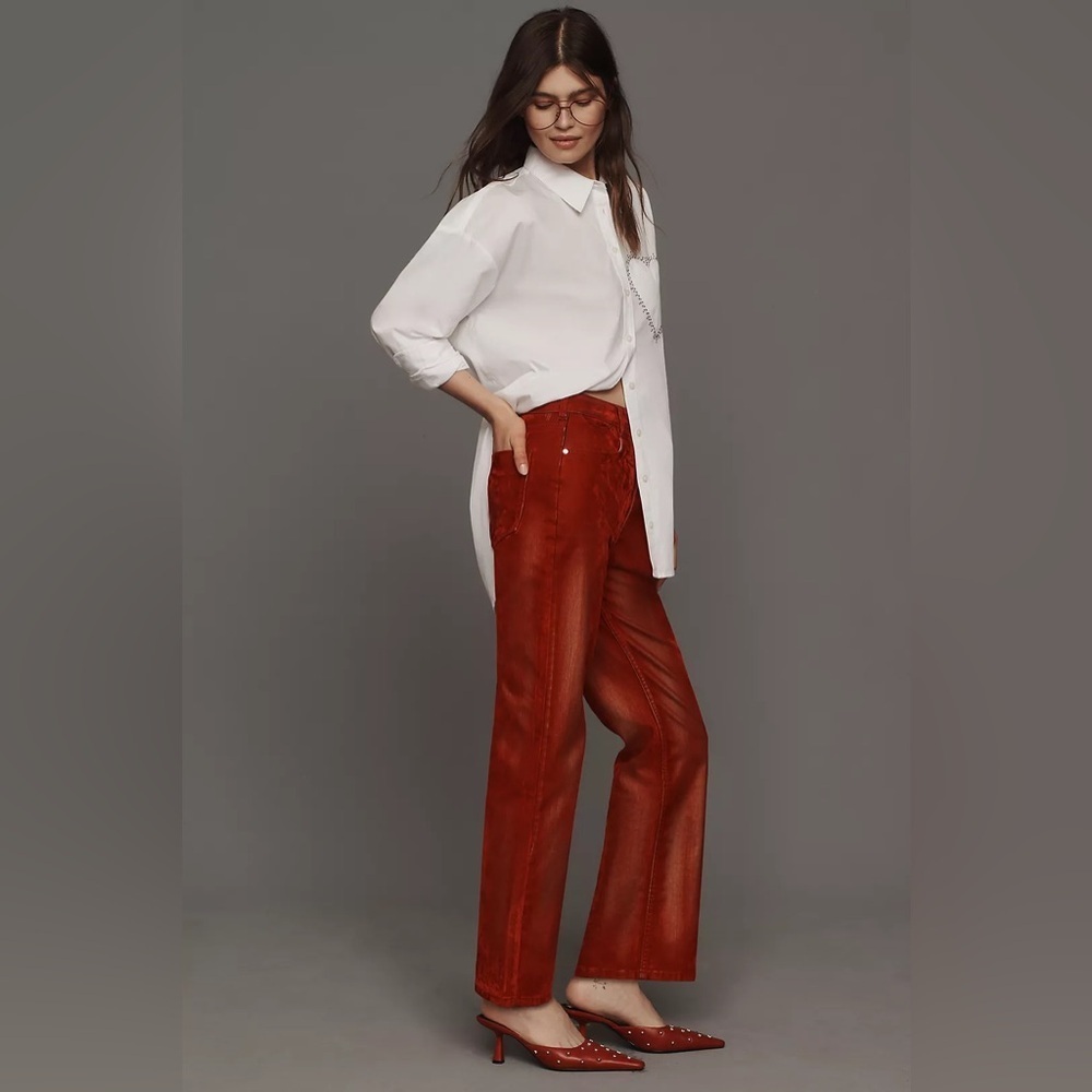 NWT Size 28 - The Annie Flocked High-Rise Straight-Leg Jeans by Pilcro